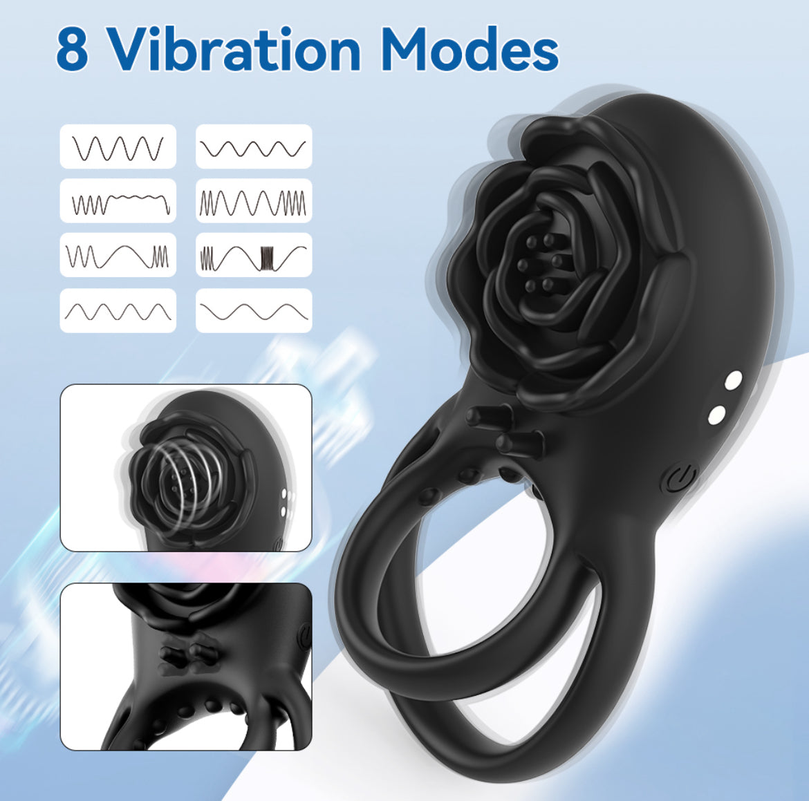 Black Rose Vibrating Cock Ring By 4PLAY69 INC