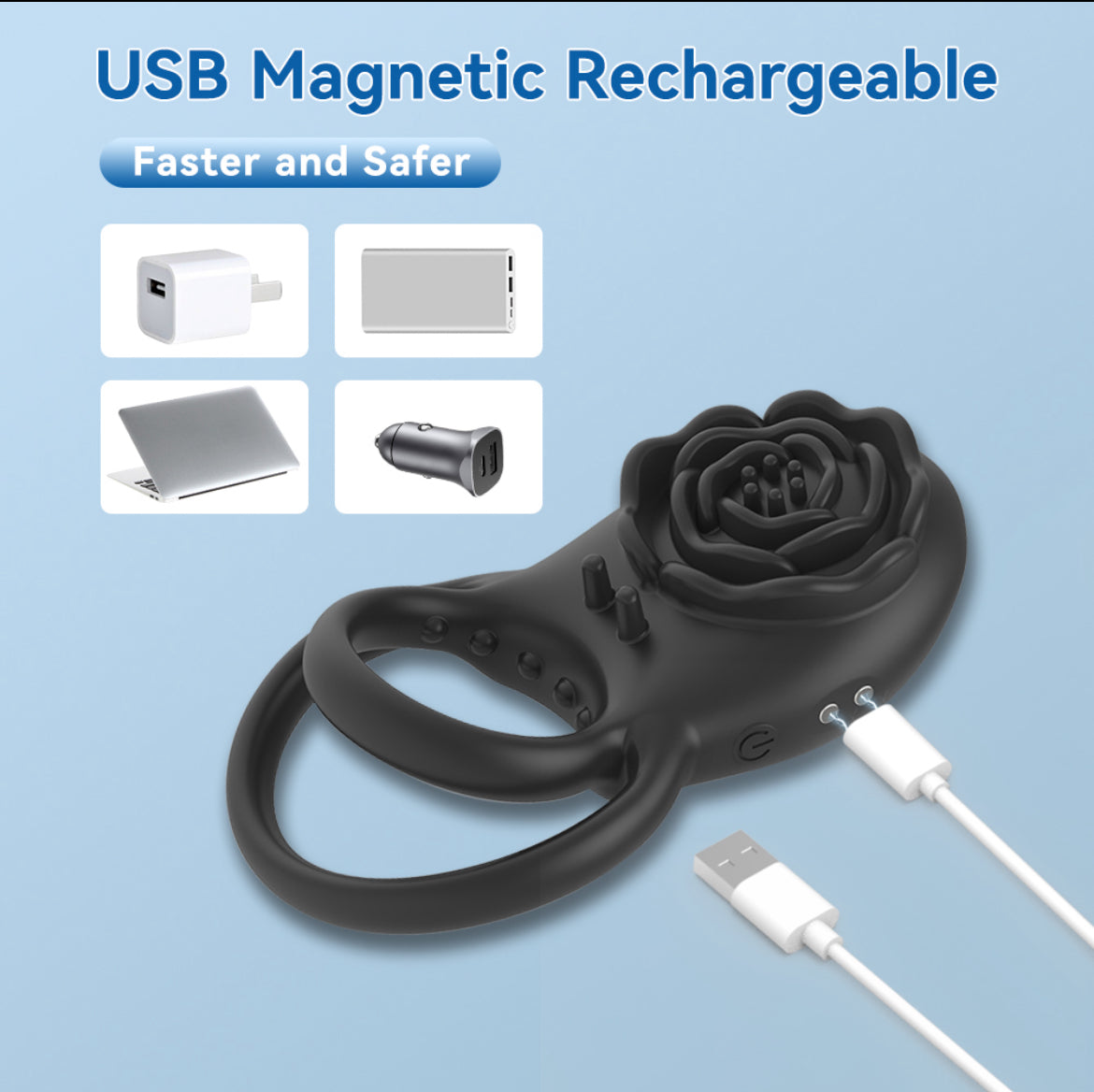 Black Rose Vibrating Cock Ring By 4PLAY69 INC