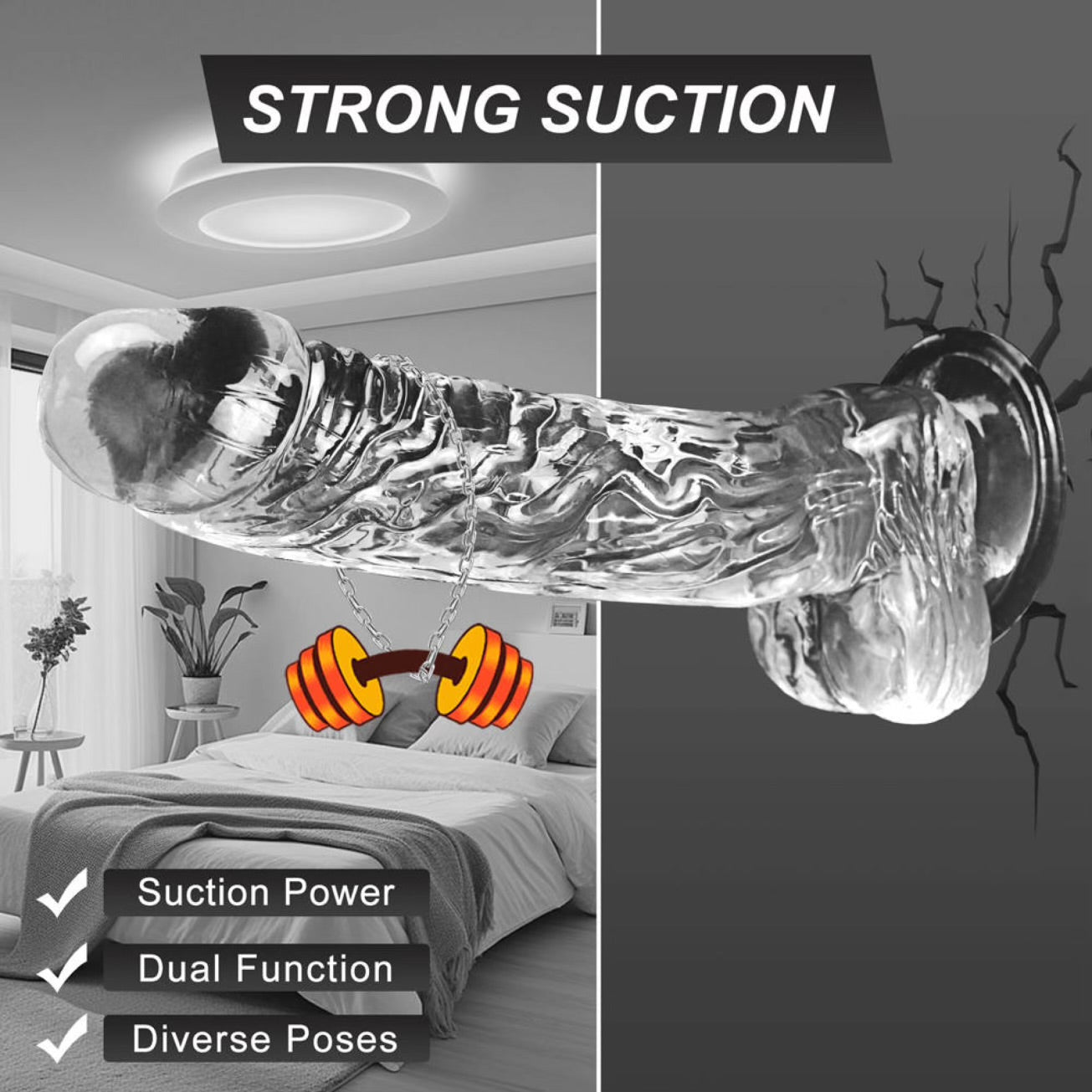 Crystal Ball Clear Suction Dildo 4PLAY69 INC
