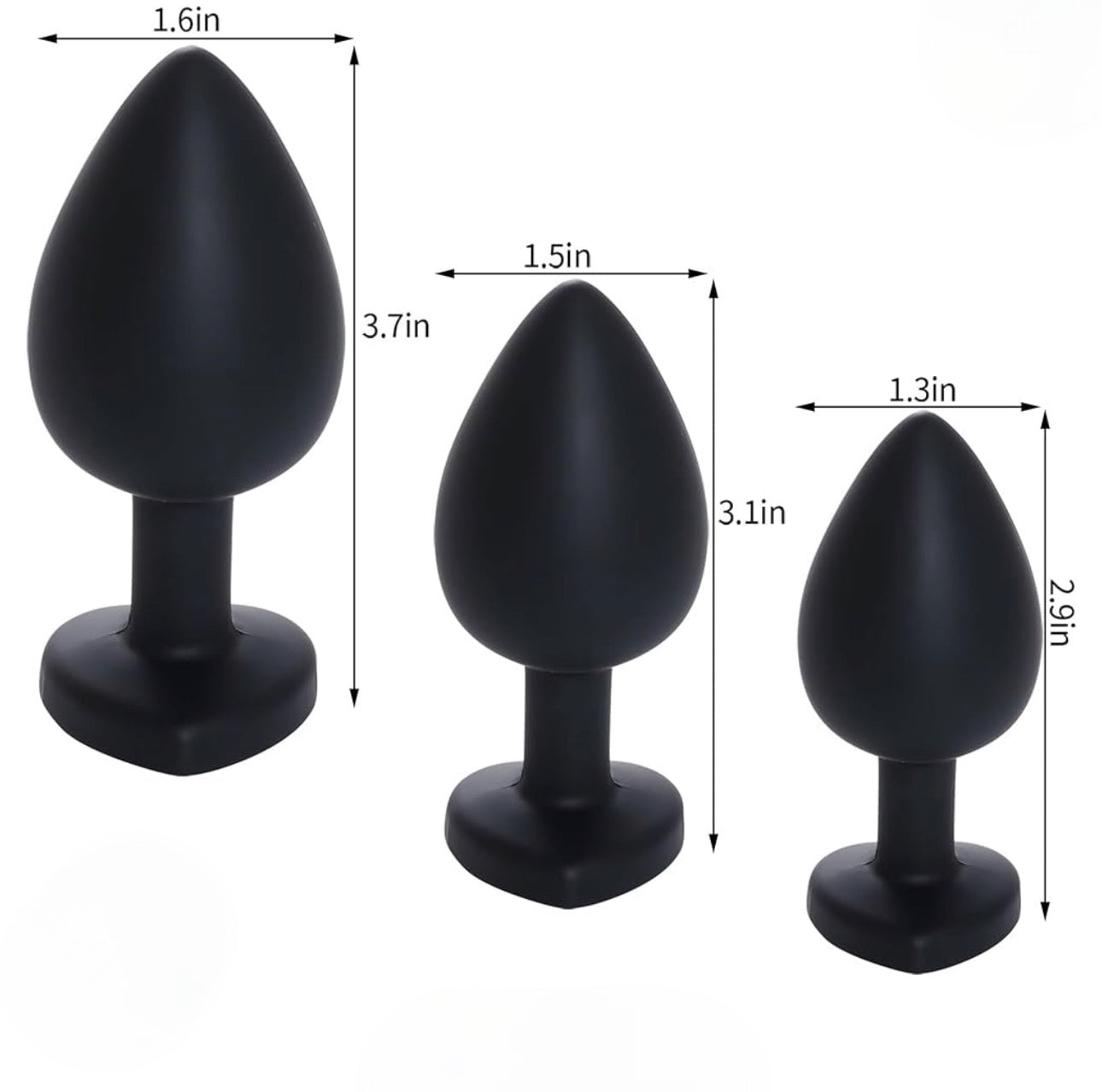 Love Plugs Black Silicone Anal Plugs Set Of 3 By 4PLAY69 INC