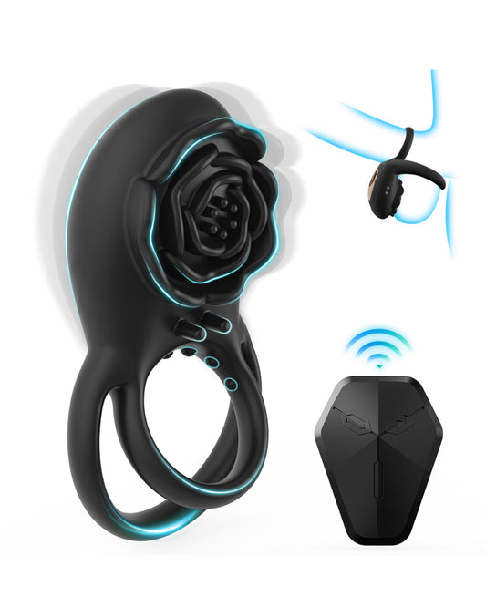 Black Rose Vibrating Cock Ring By 4PLAY69